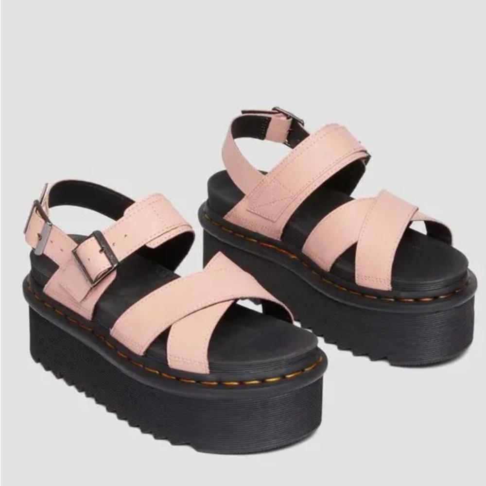Dr. Martens Blush Pink Leather Platform Sandals